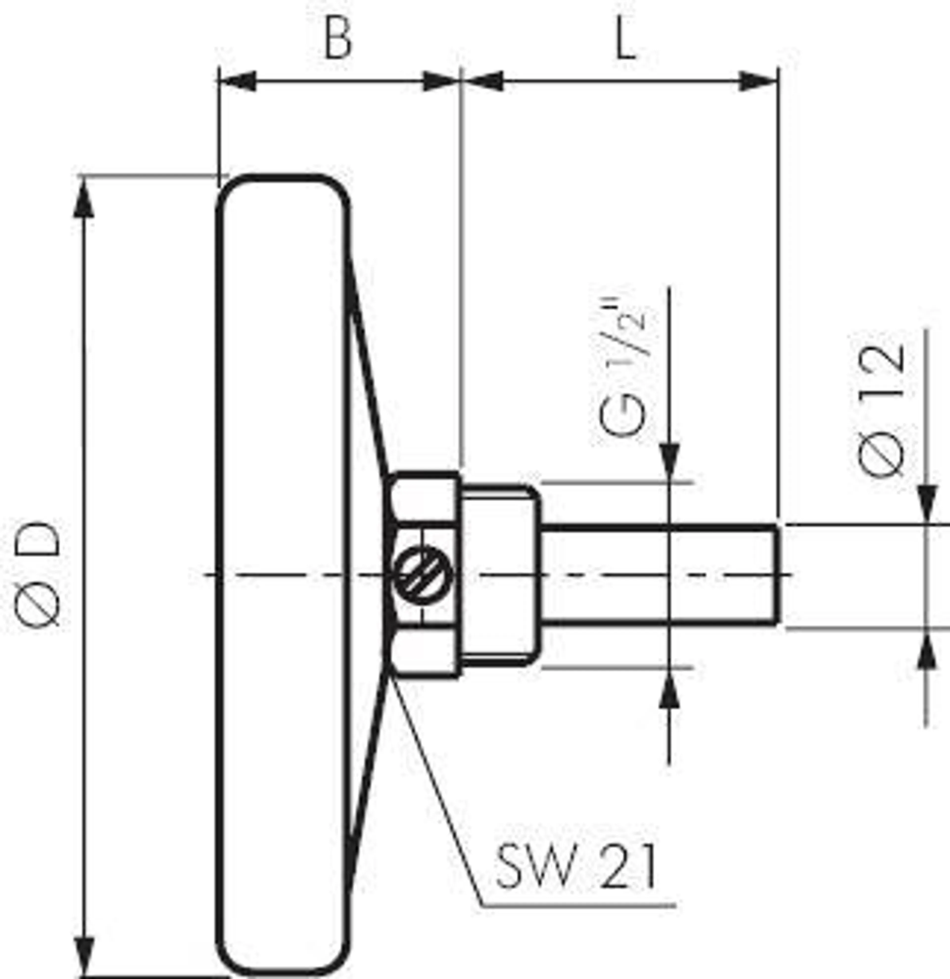 32-TW - Termometer horisontell 1/2" utv. gänga