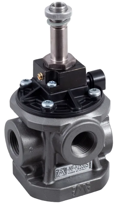 Poppet valve solenoid operated 3/2