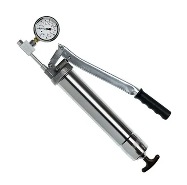 Umeta two-handed grease gun with pressure gauge