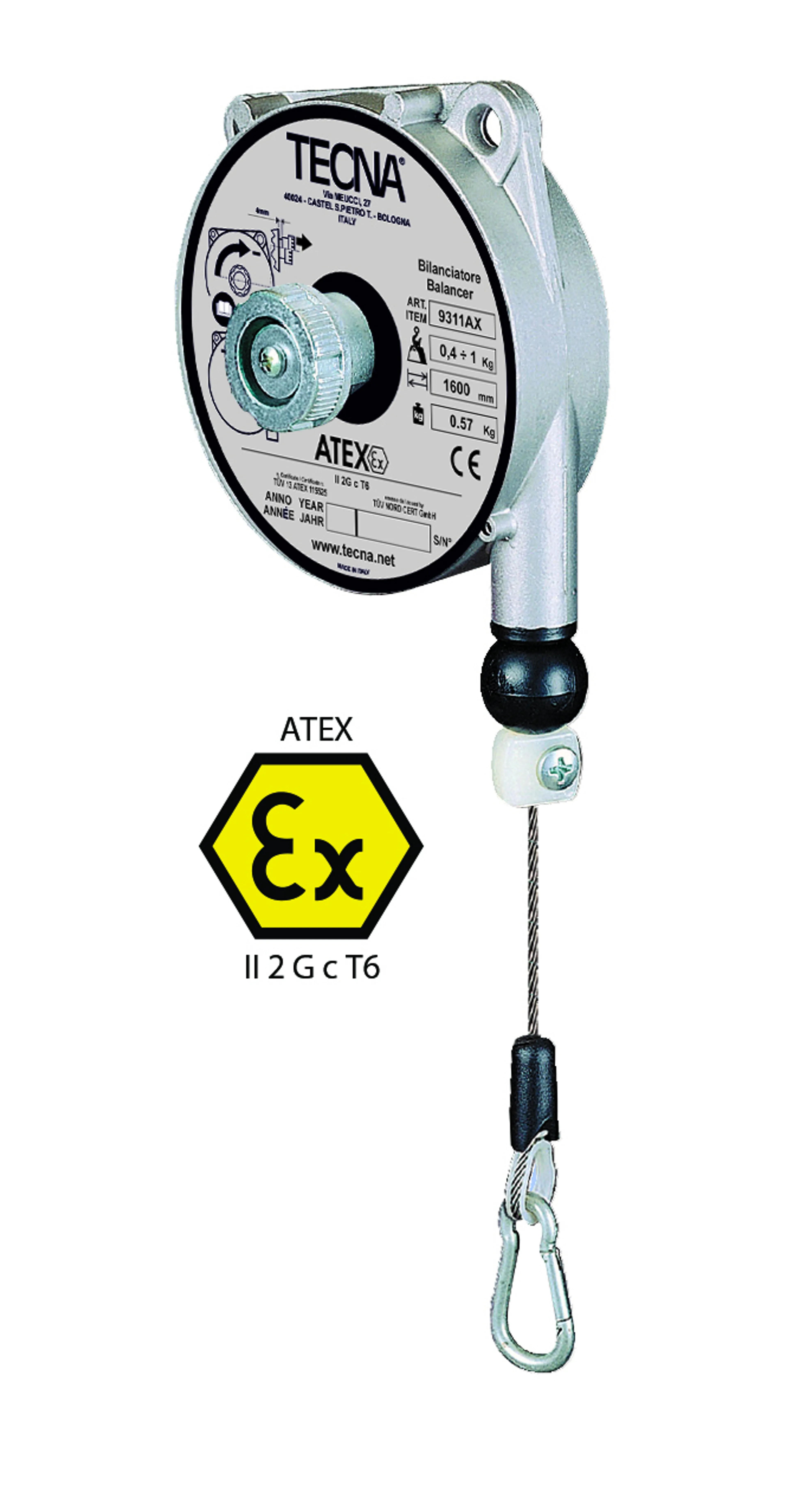 ATEX-balansblock med aluminiumstomme och rostfri vajer 2-3kg