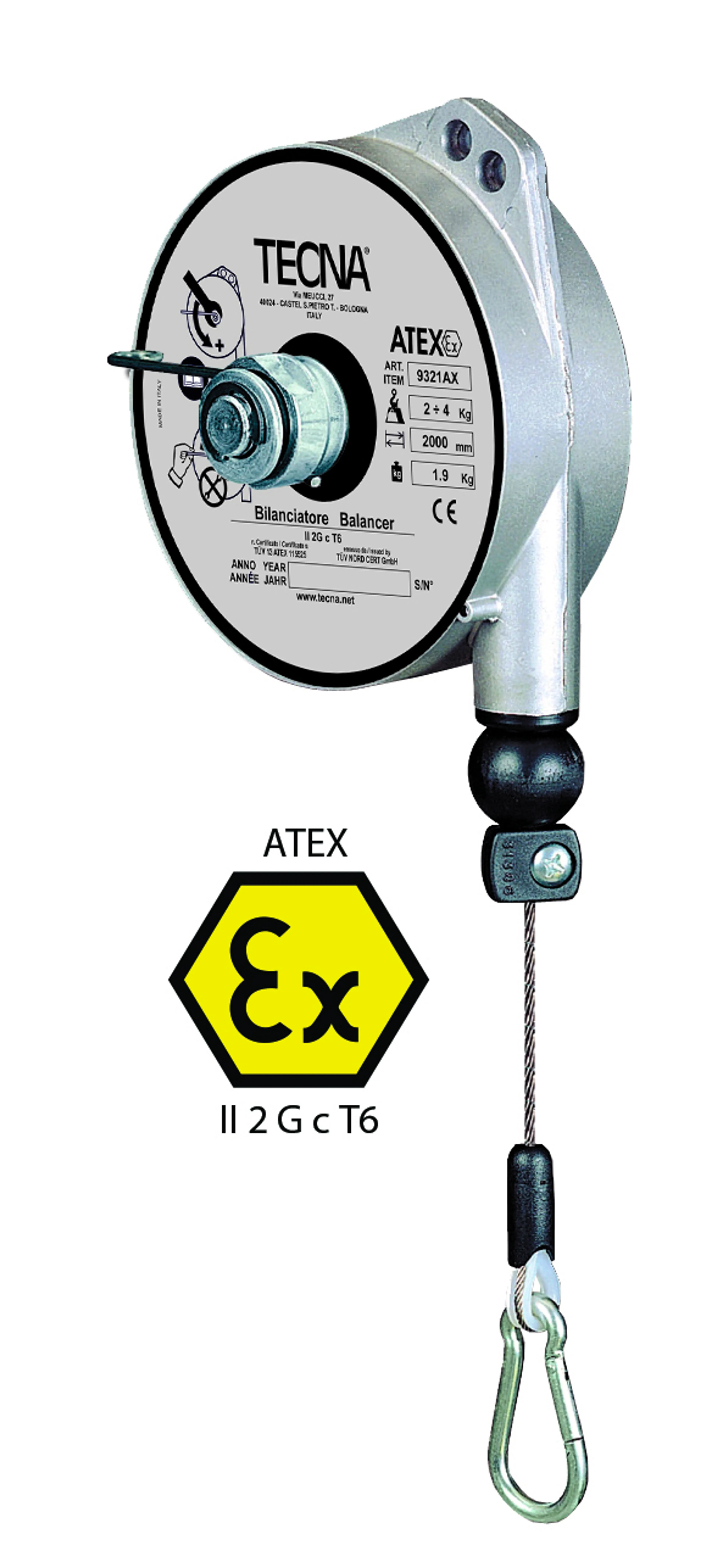 ATEX-balansblock med aluminiumstomme och rostfri vajer 1-6kg
