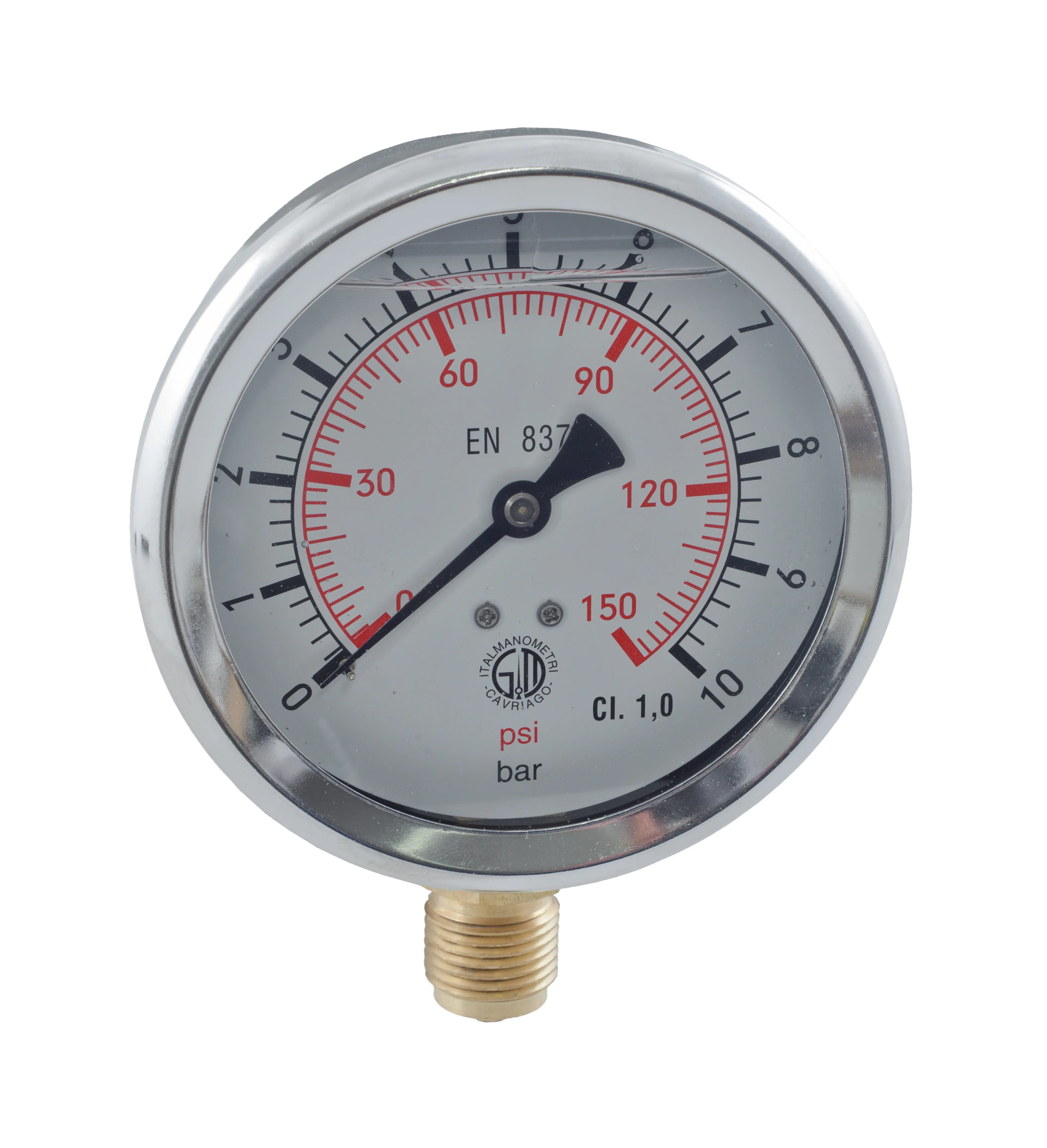 AG100 - Manometer 100mm med anslutning nedåt