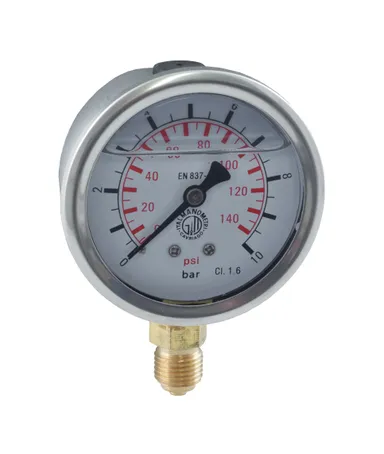 Glycerine filled pressure gauge vertical Ø 63 mm