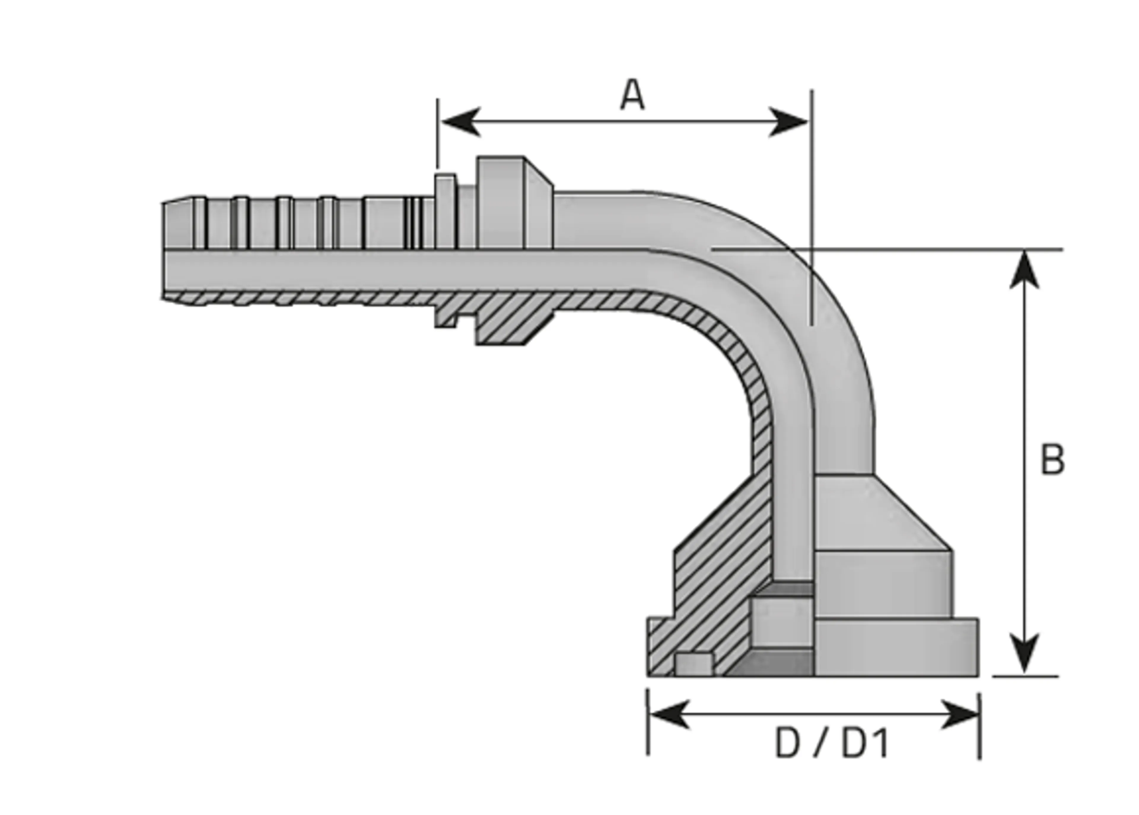 MX659 - 90° SAE-flänskoppling 6000 PSI HÖG MODELL