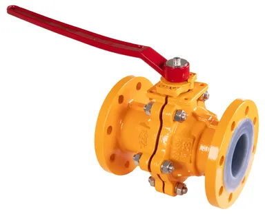 PFA-lined flanged ball valve PN16