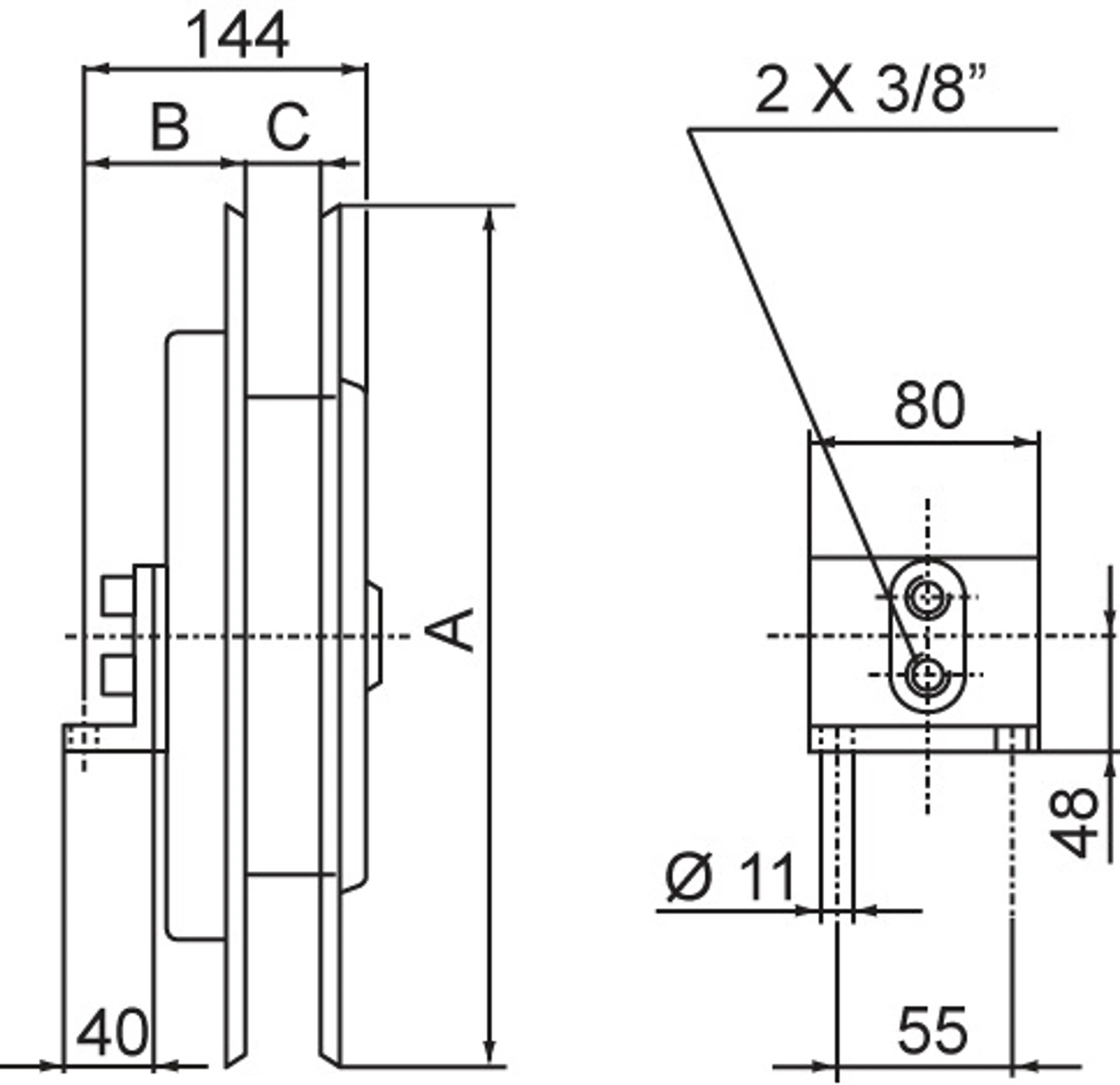 LK-G071 - 3/8" dubbelslangvindor 5,5-8,0m