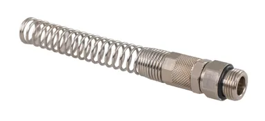 Straight male swivel adaptor with protective spring