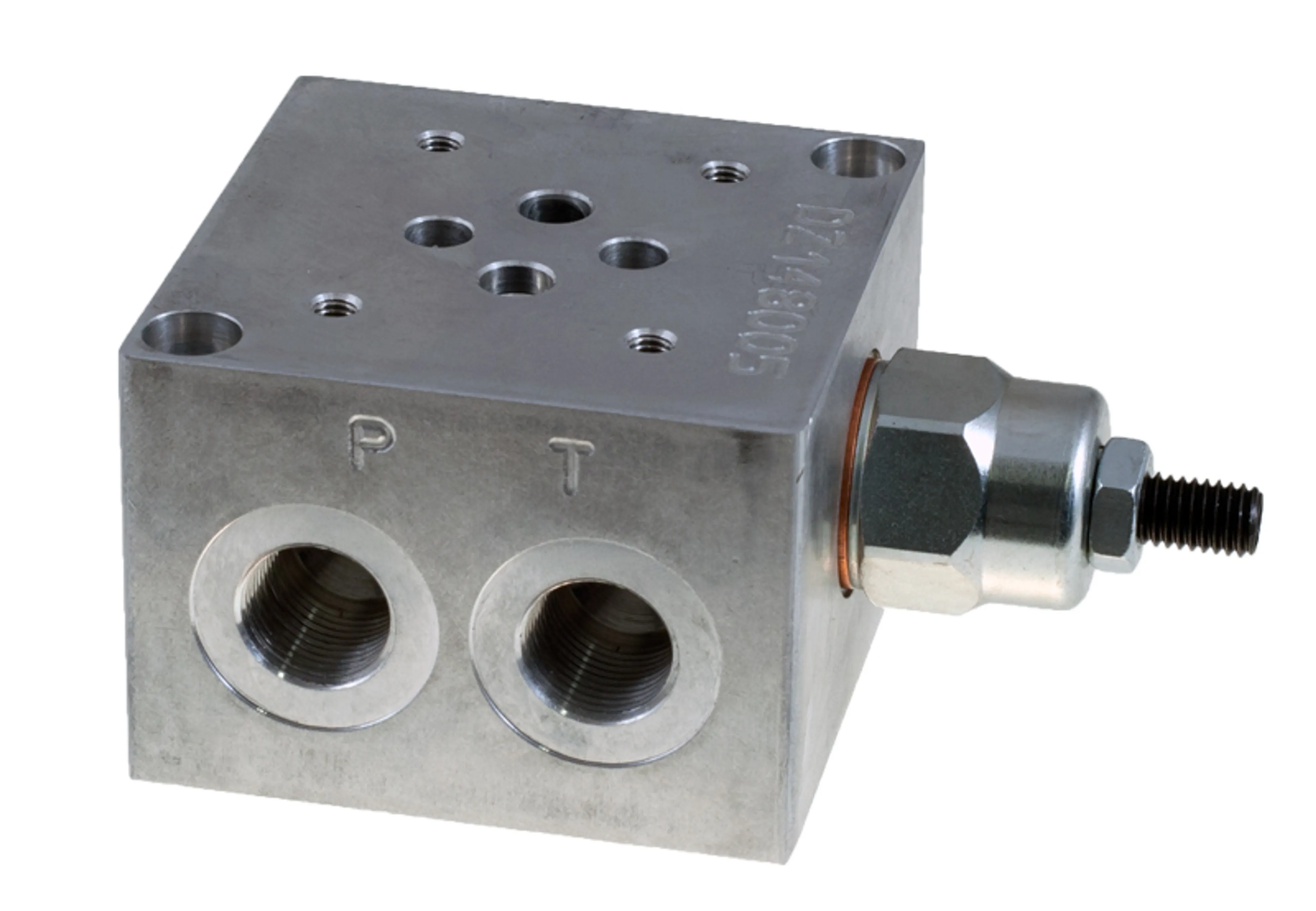 Bottenplatta med tryckbegränsningspatron Cetop 3 / NK6, aluminium