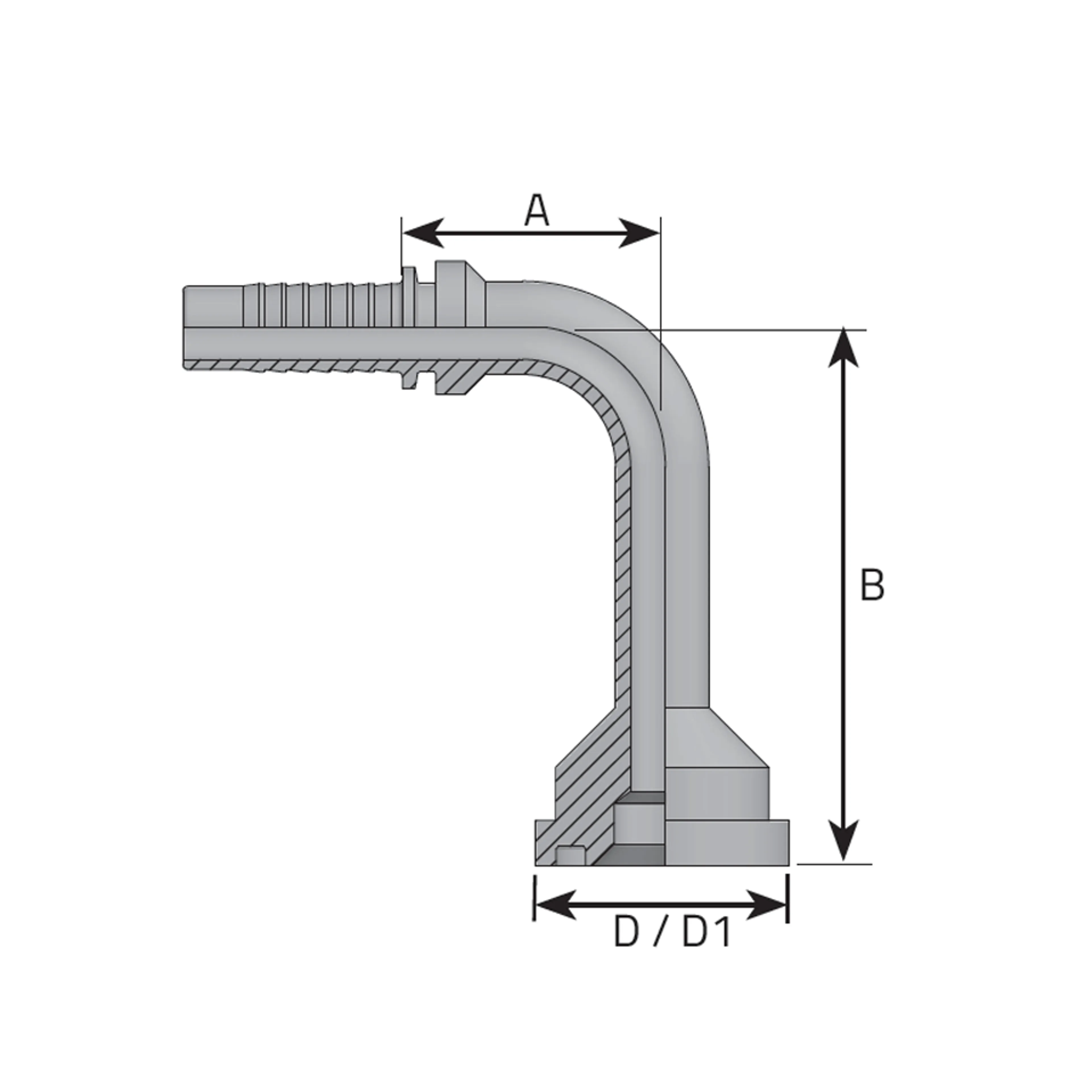 P659 - 90° SAE-flänskoppling 6000 PSI hög