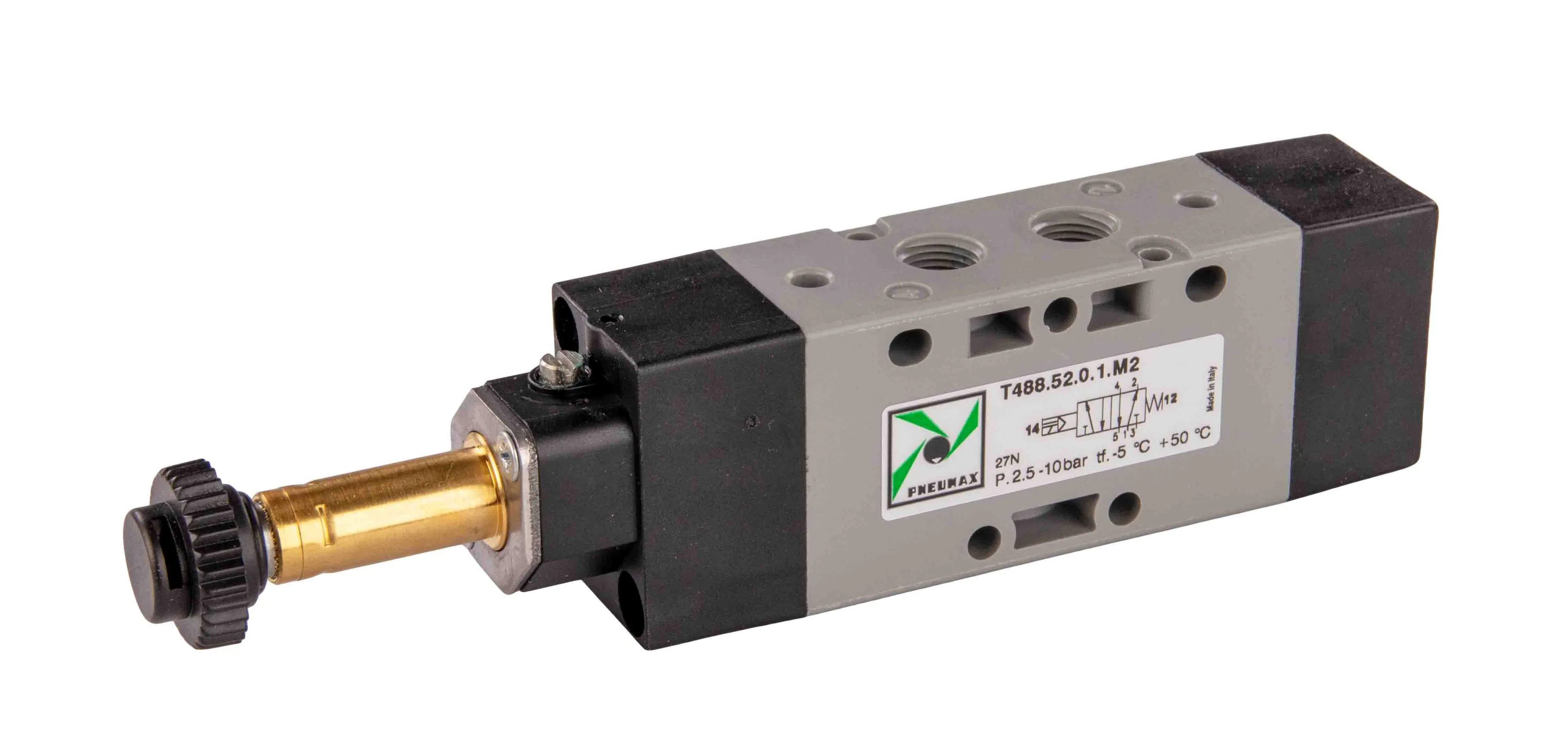 5/2 elstyrd ventil med fjäderåterföring 1/8" Pneumax