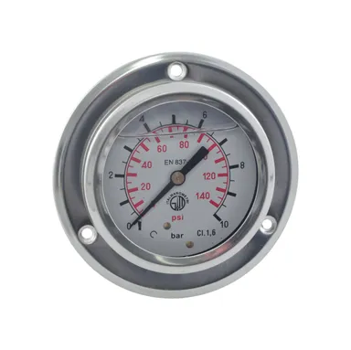 Glycerine filled pressure gauge horizontal Ø 63 mm
