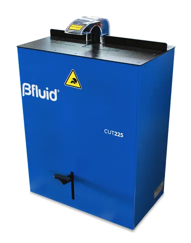 Hose cutting machine with foot pedal