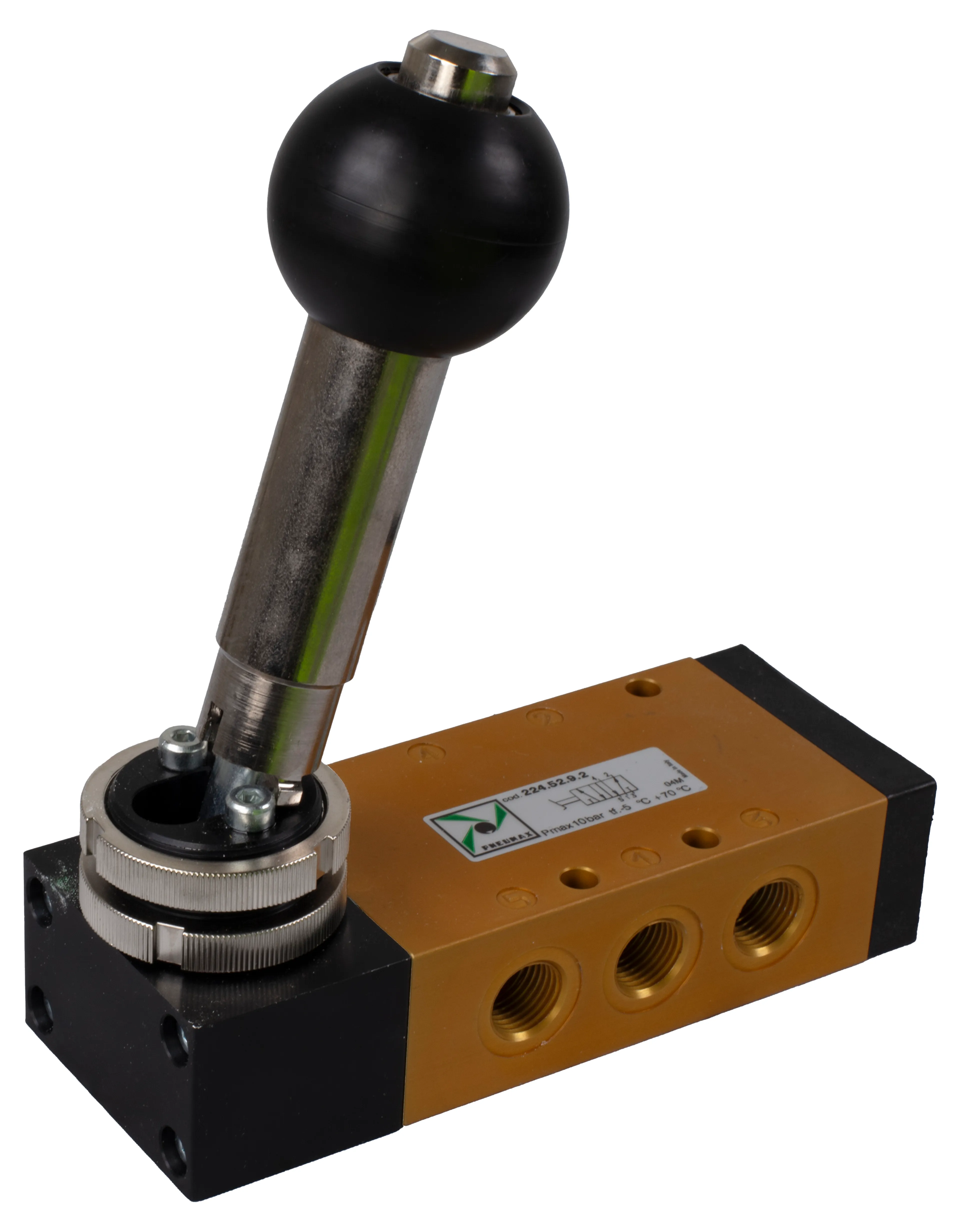 5/2-ventil med låsbar spak 90° 2-läges 1/4" Pneumax