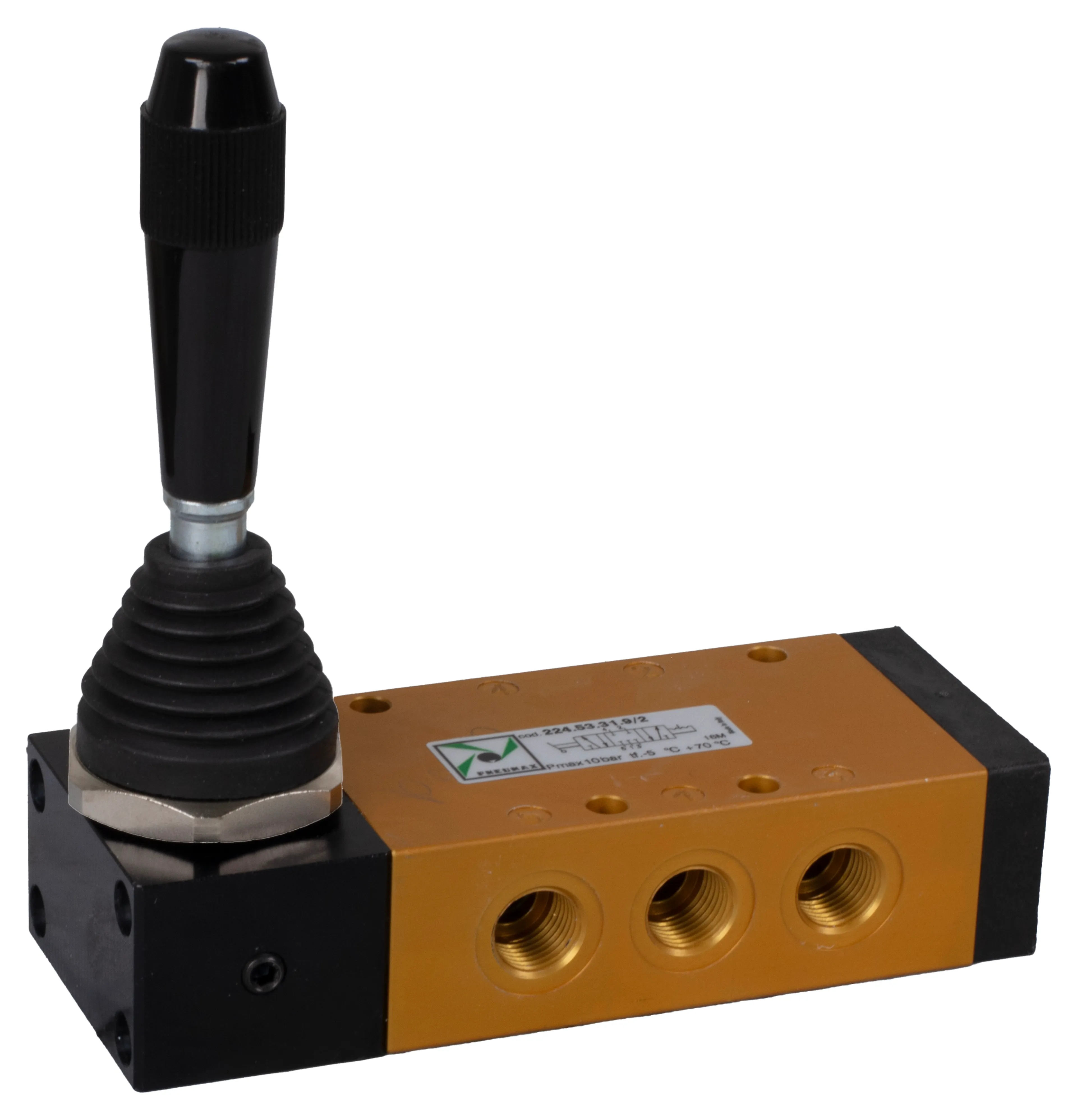 5/3-ventil spak 90° fjäderåterställning 1/4" Pneumax
