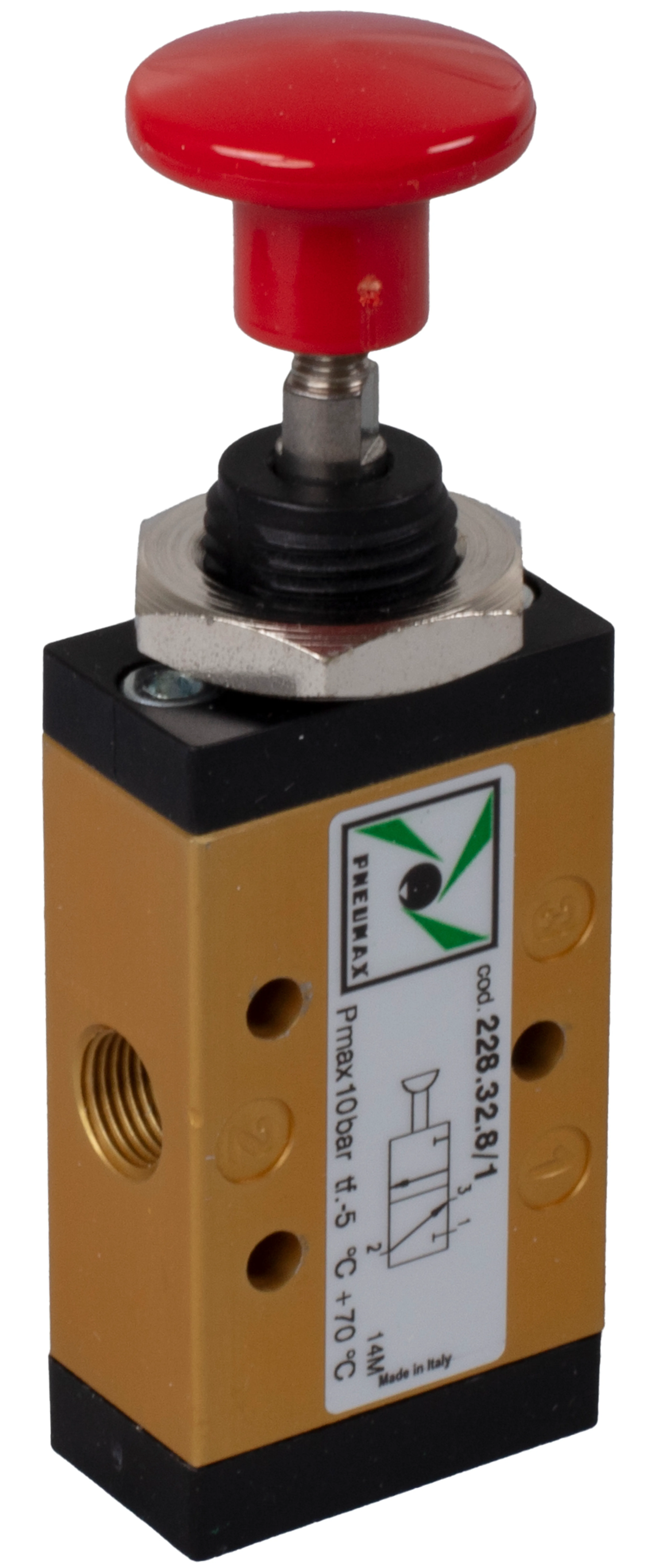 3/2-ventil med 2-lägestryckknapp 1/8" Pneumax