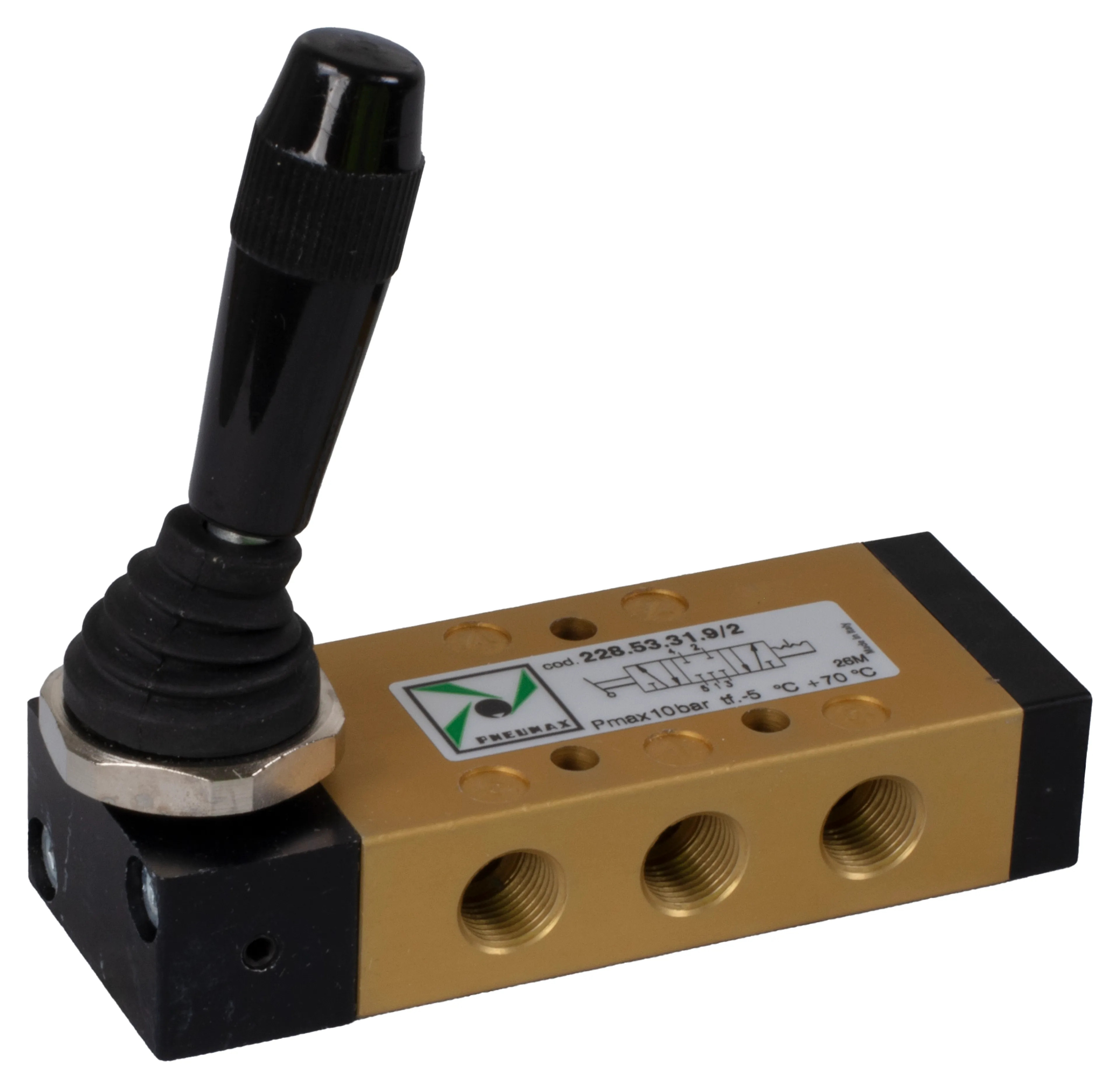 5/3-ventil med 3-lägesspak 90° 1/8" Pneumax