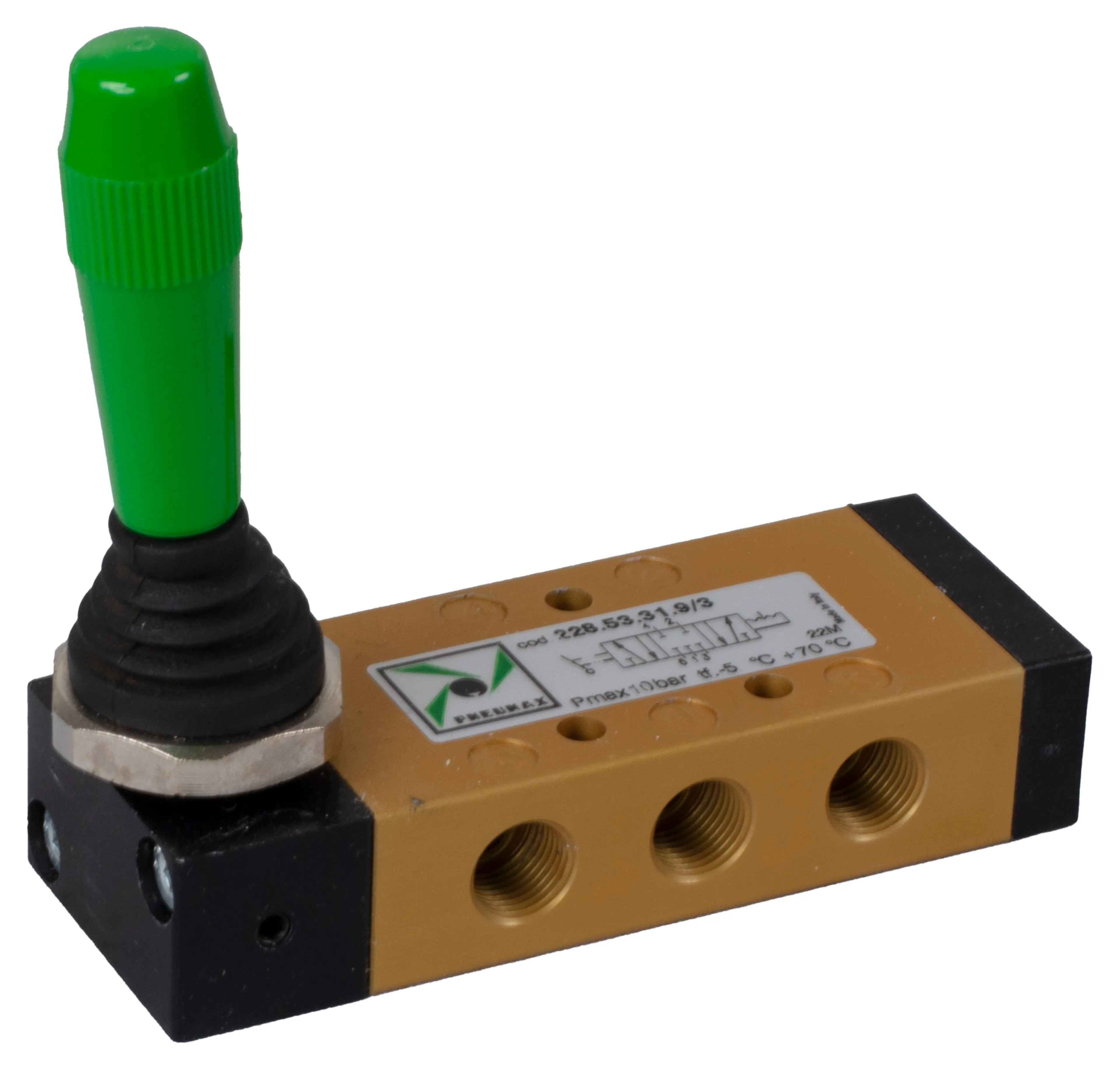 5/3-ventil med 3-lägesspak 90° 1/8" Pneumax